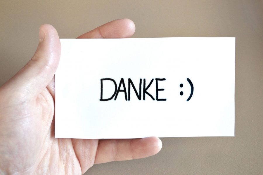 Ein Zettel mit dem Wort "Danke"